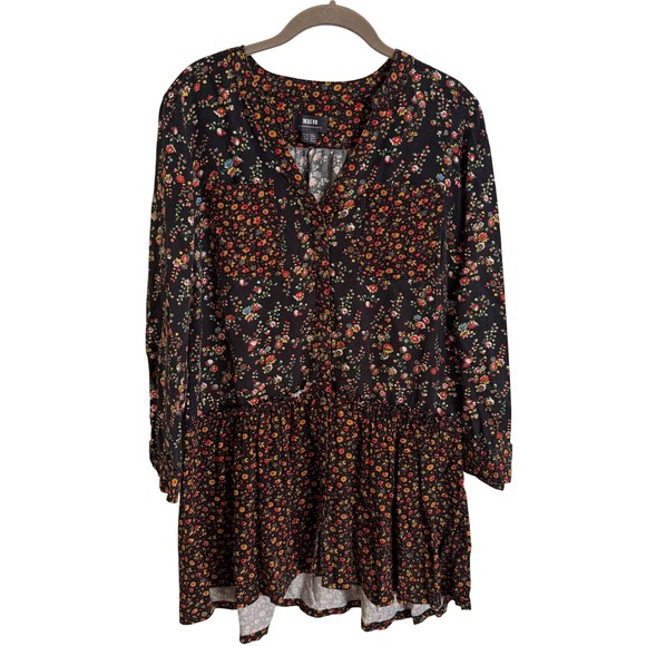Maeve by Anthropologie Dresses & Skirts - Maeve Anthropologie Floral Babydoll Dress 4P Petite Black Mixed Ditsy Lyocell